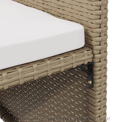 Градински столове с табуретки, 2 бр, полиратан, бежови