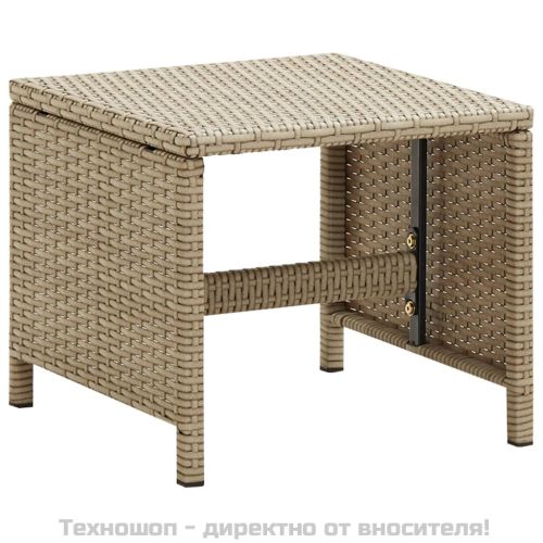 Градински столове с табуретки, 2 бр, полиратан, бежови