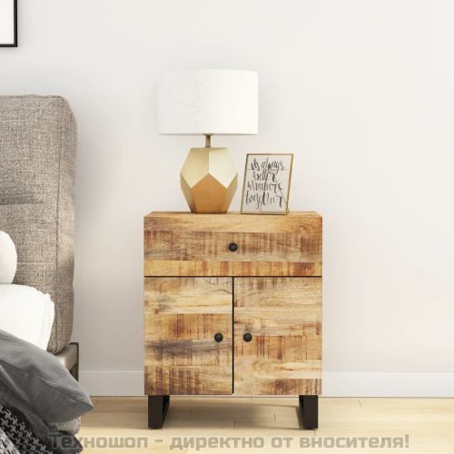 Нощно шкафче, 50x33x60 см, масивно манго и инженерно дърво