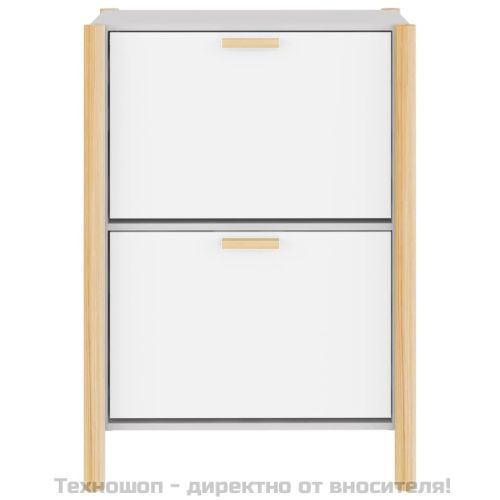Шкаф за обувки, бял, 57,5x33x80 см, инженерно дърво