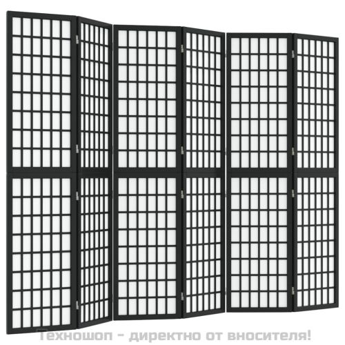 Параван за стая, 6 панела, японски стил, 240x170 cм, черен