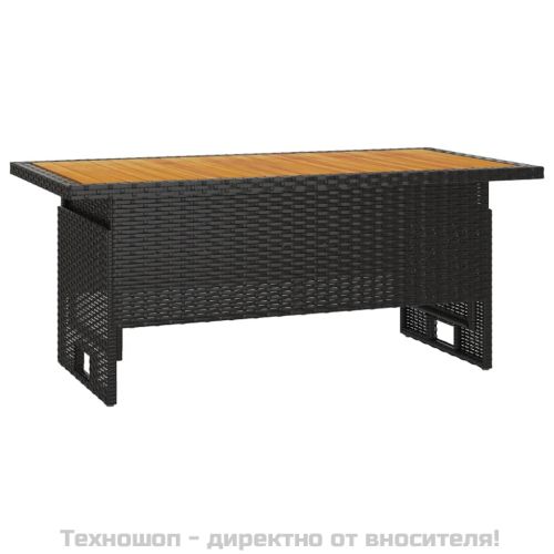 Градински лаундж комплект с възглавници 3 части черен полиратан