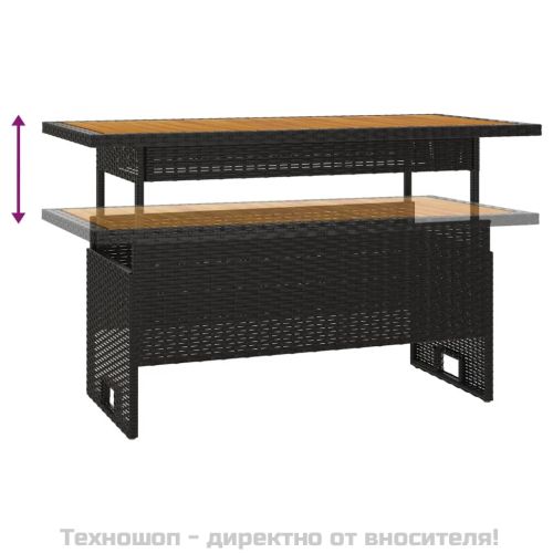 Градински лаундж комплект с възглавници 3 части черен полиратан