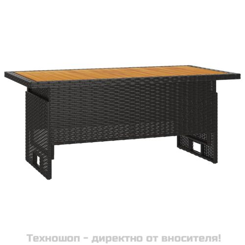 Градински лаундж комплект с възглавници 2 части черен полиратан
