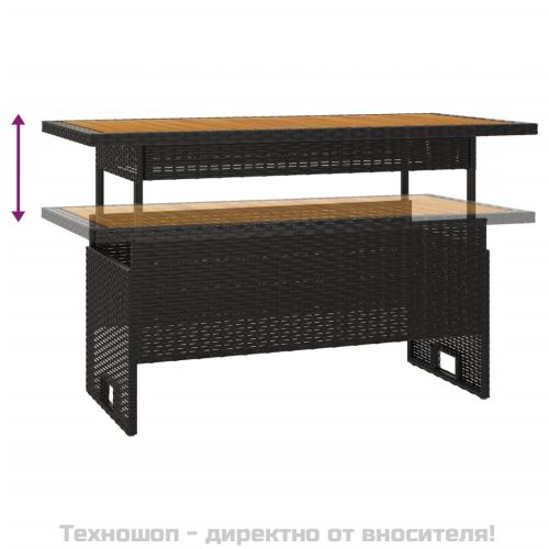 Градински лаундж комплект с възглавници 2 части черен полиратан