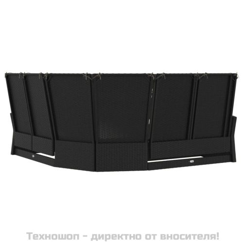 Наклоняем ъглов диван с възглавници, черен полиратан