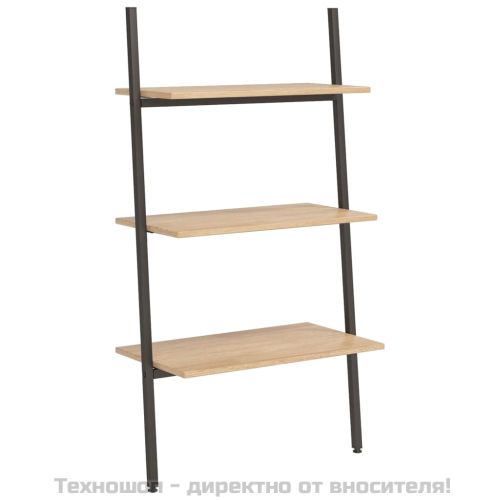 Етажерка стълба с 3 рафта светлокафяво и черно 64x34x116 см
