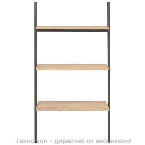 Етажерка стълба с 3 рафта светлокафяво и черно 64x34x116 см