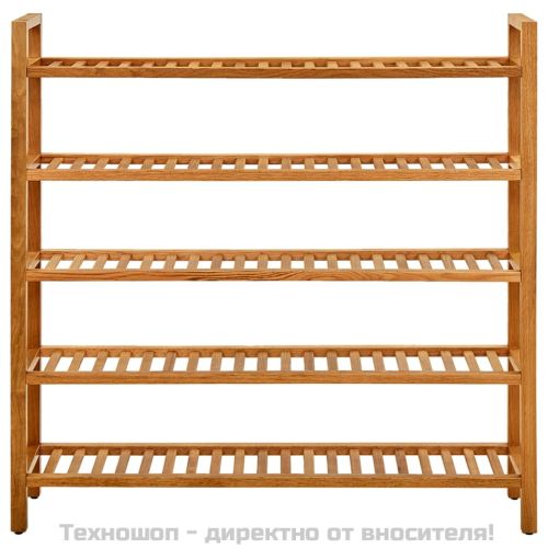 Поставка за обувки с 5 рафта, 100x27x100 см, дъбов масив
