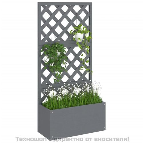 Плантер с пергола, сив, 65x33x135 см, WPC