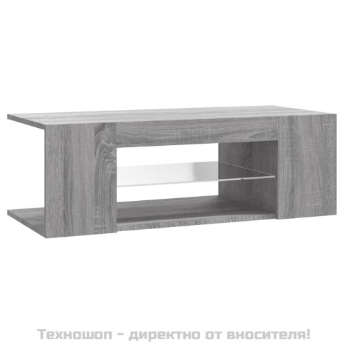ТВ шкаф с LED осветление, сив сонома, 90x39x30 см