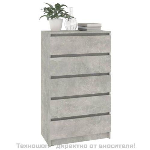 Скрин с чекмеджета, бетонно сив, 60x36x103 см, инженерно дърво