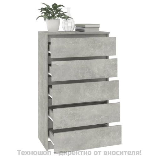 Скрин с чекмеджета, бетонно сив, 60x36x103 см, инженерно дърво