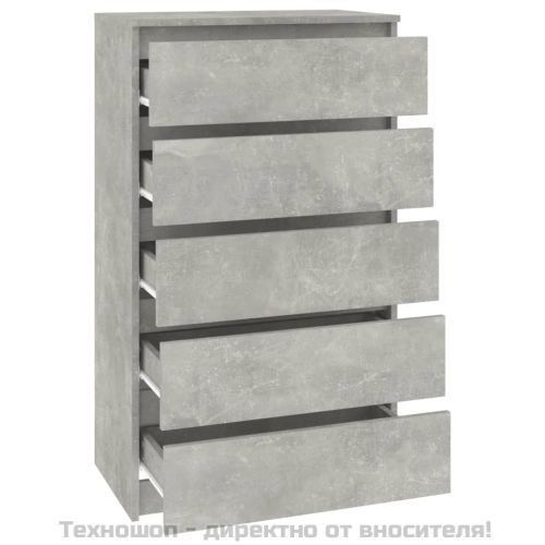 Скрин с чекмеджета, бетонно сив, 60x36x103 см, инженерно дърво