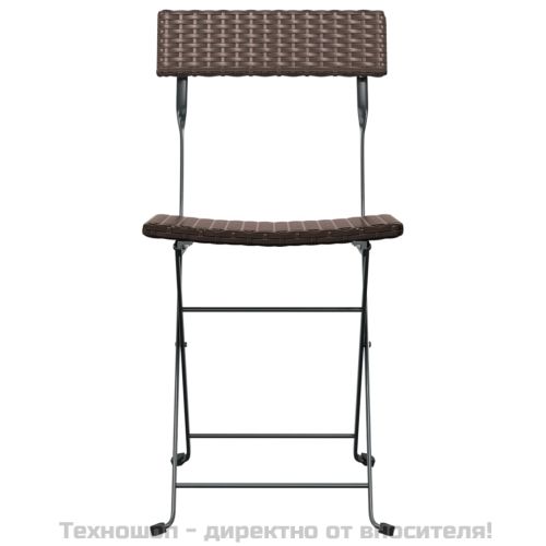 Сгъваеми бистро столове, 8 бр, кафяви, полиратан и стомана