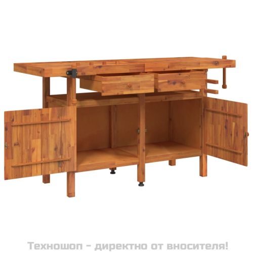 Работна маса с чекмеджета и менгемета 162x62x83 см акация масив