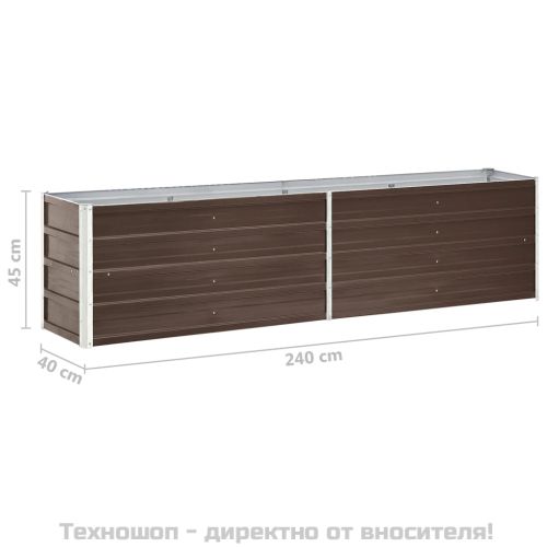 Градинска висока леха поцинкована стомана 240x40x45 см кафява