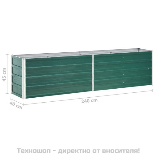 Градинска висока леха поцинкована стомана 240x40x45 см зелена