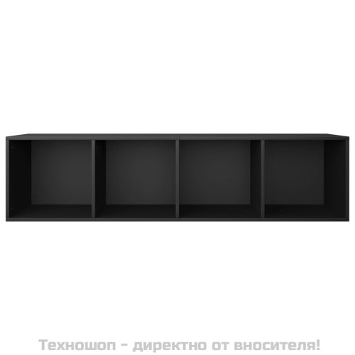 Библиотека/ТВ шкаф, черна, 36x30x143 см, инженерно дърво