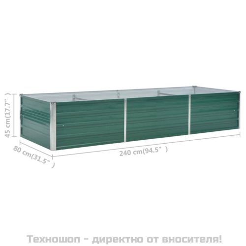 Градинска висока леха поцинкована стомана 240x80x45 см зелена