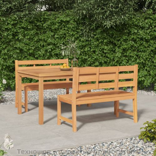 Градински трапезен комплект, 3 части, тиково дърво масив