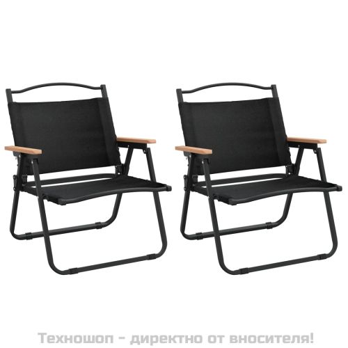 Къмпинг столове 2 бр черни 54x43x59 см Оксфорд плат