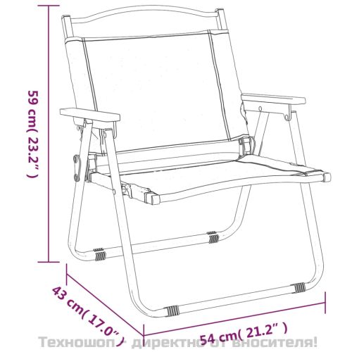 Къмпинг столове 2 бр черни 54x43x59 см Оксфорд плат