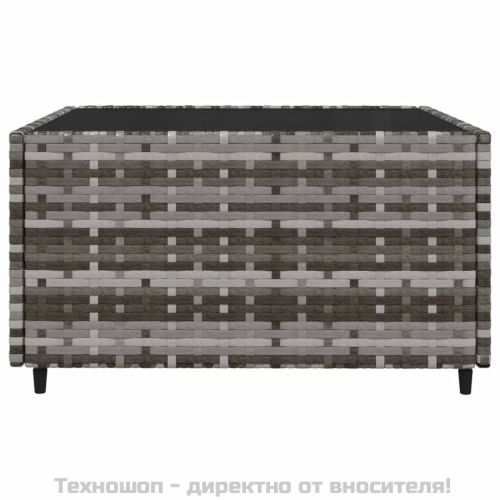 Градински лаундж комплект с възглавници 4 части сив полиратан