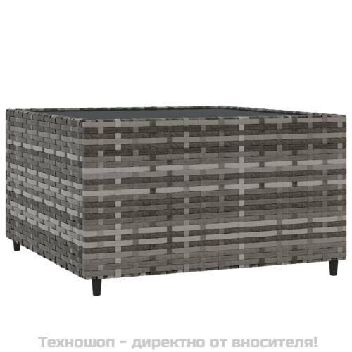 Градински лаундж комплект с възглавници 4 части сив полиратан