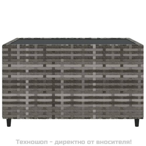 Градински лаундж комплект с възглавници 4 части сив полиратан