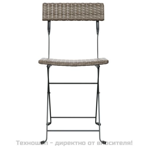 Сгъваеми бистро столове, 2 бр, сиви, полиратан и стомана