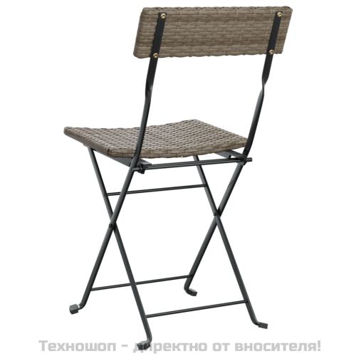 Сгъваеми бистро столове, 2 бр, сиви, полиратан и стомана