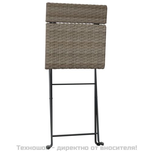 Сгъваеми бистро столове, 2 бр, сиви, полиратан и стомана