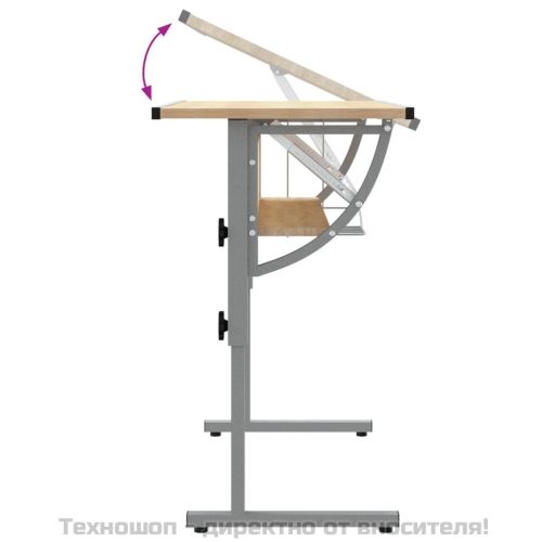 Бюро дъб сонома и сиво 110x53x(58-87)см инженерно дърво/стомана