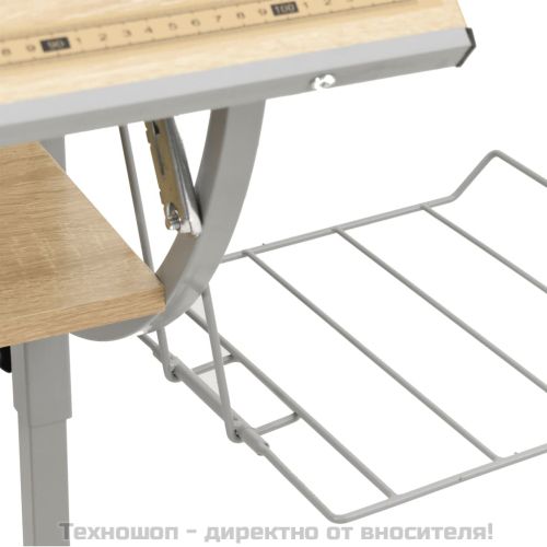 Бюро дъб сонома и сиво 110x53x(58-87)см инженерно дърво/стомана