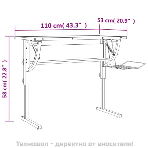 Бюро дъб сонома и сиво 110x53x(58-87)см инженерно дърво/стомана