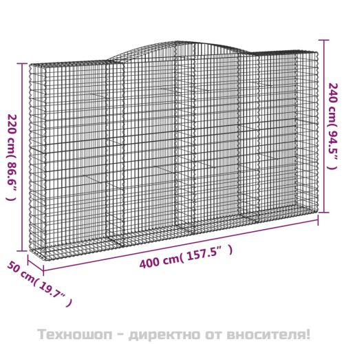 Дъговидна габионна кошница 400x50x220/240 см поцинковано желязо