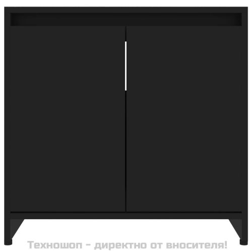 Шкаф за баня, черен, 60x33x61 см, инженерно дърво