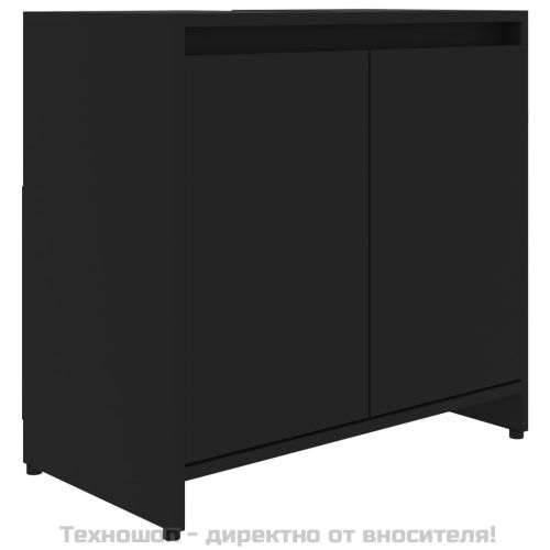 Шкаф за баня, черен, 60x33x61 см, инженерно дърво