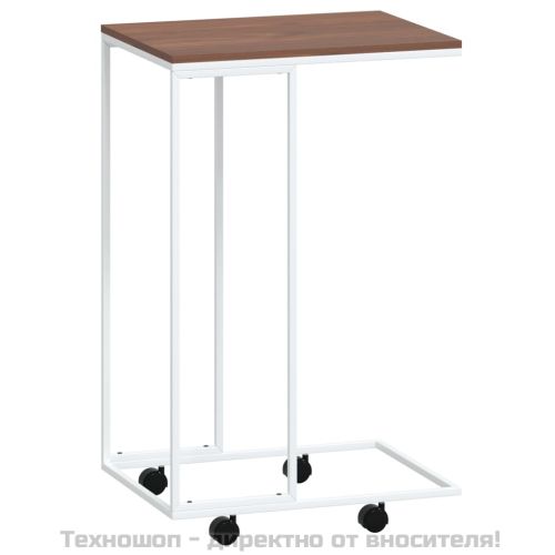 Помощна маса с колелца бяла 40x30x63,5 см инженерно дърво