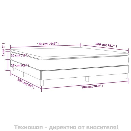 Боксспринг легло с матрак, светлосиво, 180x200 см, плат