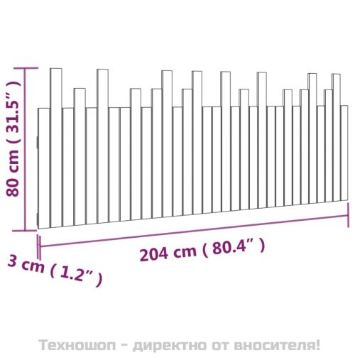Стенна табла за спалня, меденокафява, 204x3x80 см, бор масив