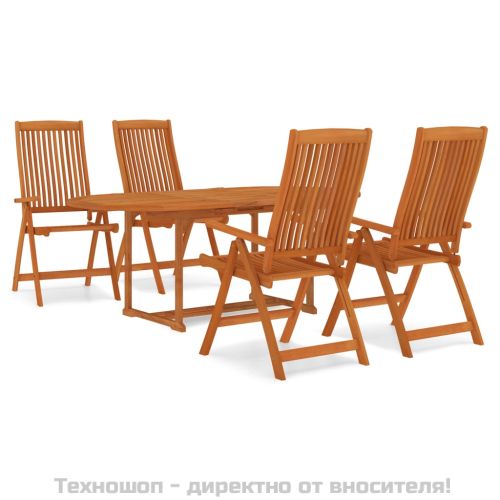 Градински трапезен комплект, 5 части, евкалиптово дърво масив