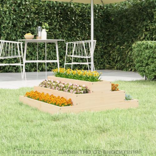 Плантер, 80x80x27 см, борово дърво масив