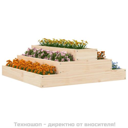 Плантер, 80x80x27 см, борово дърво масив