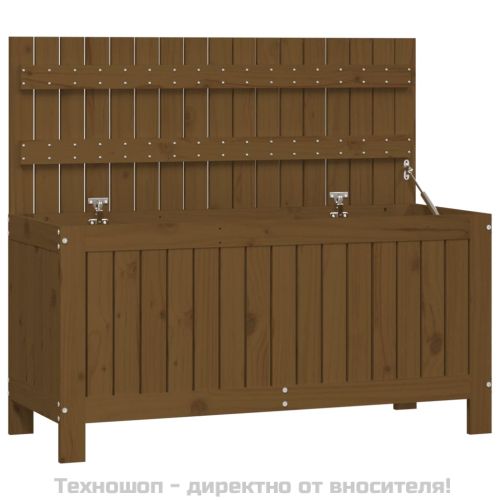 Кутия за съхранение, меденокафява, 108x42,5x54 см, бор масив