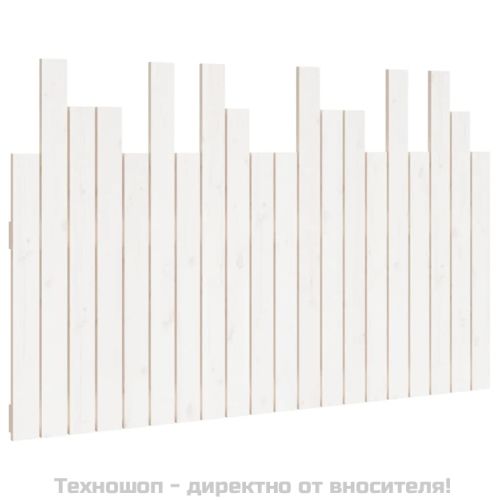 Стенна табла за спалня, бяла, 127,5x3x80 см, борово дърво масив