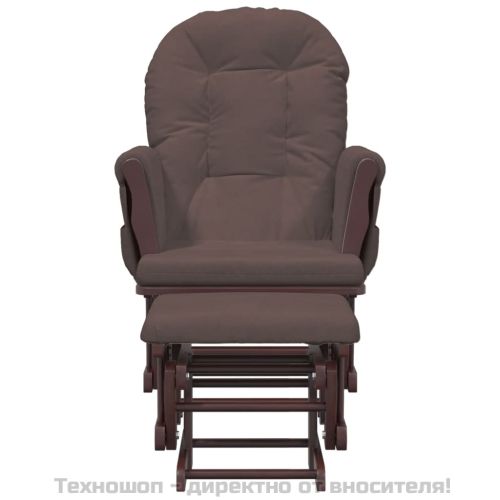 Плъзгащ се стол с табуретка, кафяв, текстил