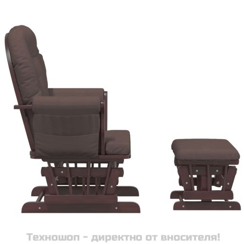 Плъзгащ се стол с табуретка, кафяв, текстил