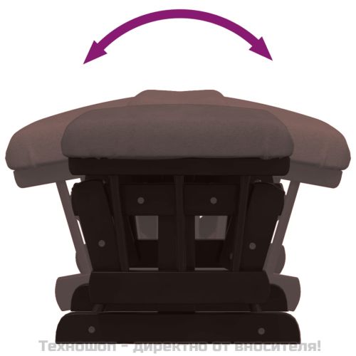 Плъзгащ се стол с табуретка, кафяв, текстил